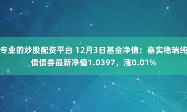 专业的炒股配资平台 12月3日基金净值：嘉实稳瑞纯债债券最新净值1.0397，涨0.01%