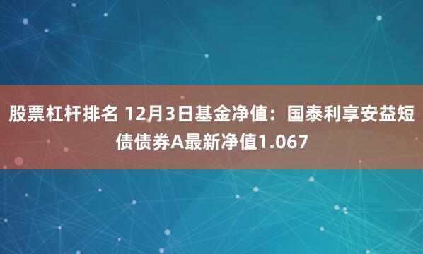 股票杠杆排名 12月3日基金净值：国泰利享安益短债债券A最新净值1.067