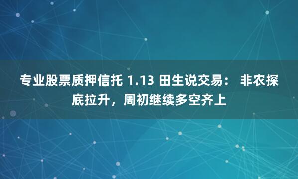 专业股票质押信托 1.13 田生说交易： 非农探底拉升，周初继续多空齐上