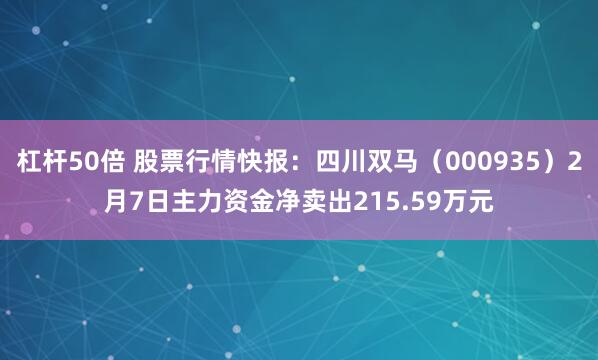 杠杆50倍 股票行情快报：四川双马（000935）2月7日主力资金净卖出215.59万元